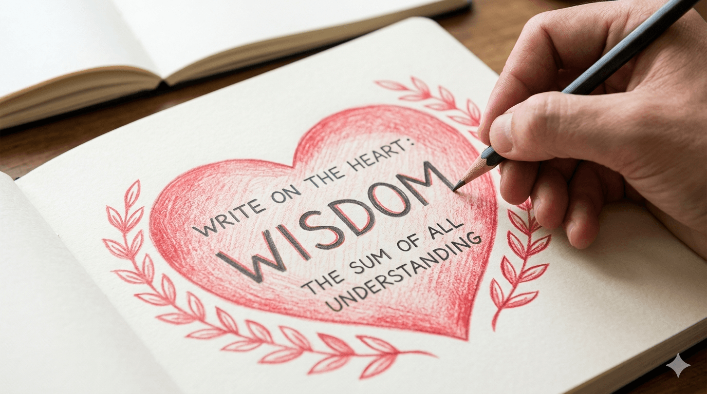Wisdom being written on the heart in the chest, symbolizing divine wisdom internalized