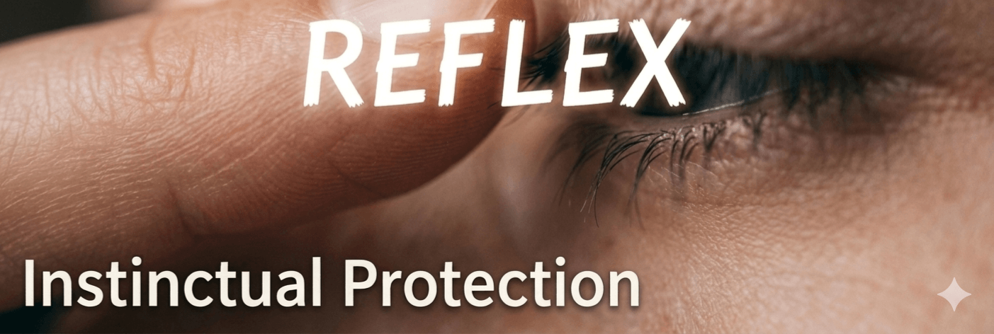 Eye blink reflex representing instinctual protection, the apple of your eye